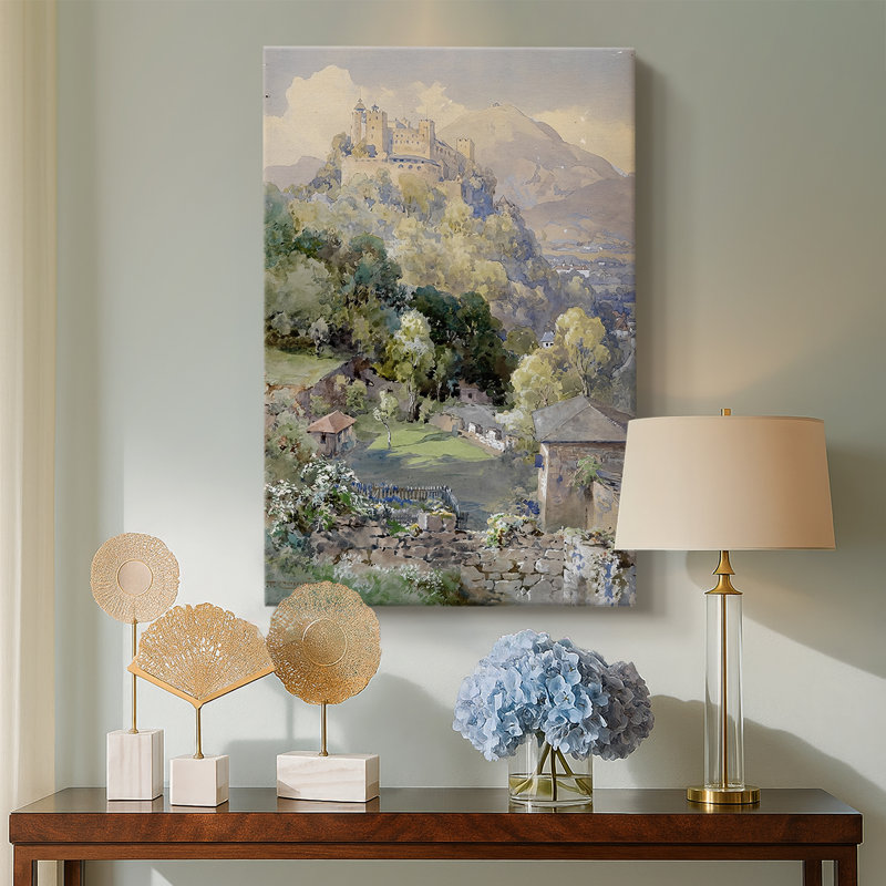 Vue du fort Hohensalzburg - toile tendue par Edward Theodore Compton, 18 x 27