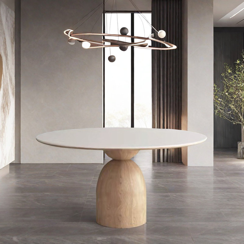 Issaias Solid Wood Rock-Plate Round Dining Table, 29.5"H x 53.1"L x 53.1"W