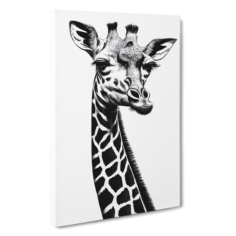 Monochrome Giraffe No.2 - Wrapped Canvas, 50cm H x 35cm W x 3cm D