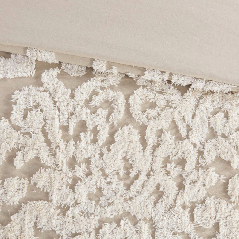 Literie en chenille de coton très grand / très grand avec 2 taies décoratives assorties, housse de couette lavable à la machine pour très grand lit, comprend des taies décoratives