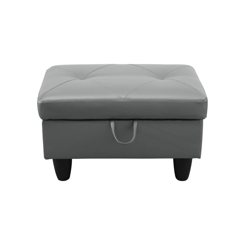 Repose-pieds de rangement moderne en cuir gris foncé avec repose-pieds (l 34 po)