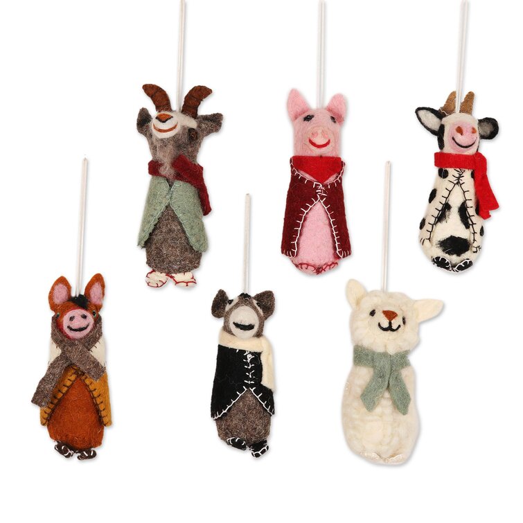 Darware darware farm animal decorations set (6-piece set); plush craft and  holiday ornaments with baby farm animals