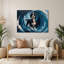 Chiens, chien d'eau portugais, art mural en métal bleu