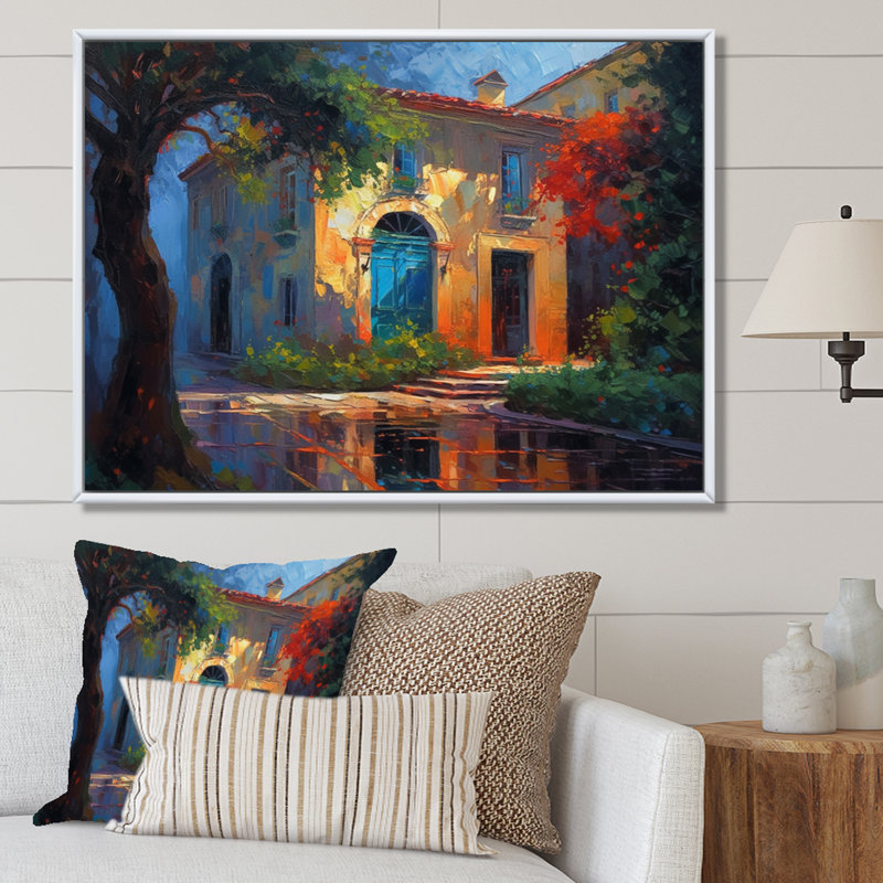 "Rurale campagne charmante II", reproduction sur toile, H 34 po x l 44 po x P 1,5 po, Cadre flottant blanc
