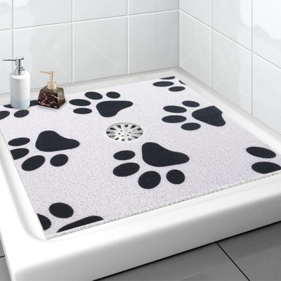 Extra Large Square Shower Mat, Stylish Non Slip Shower Mats For Inside Shower With Drain Hole In Middle, Soft Trimmable PVC Loofah Anti Slip Shower Mat, Quick Drying