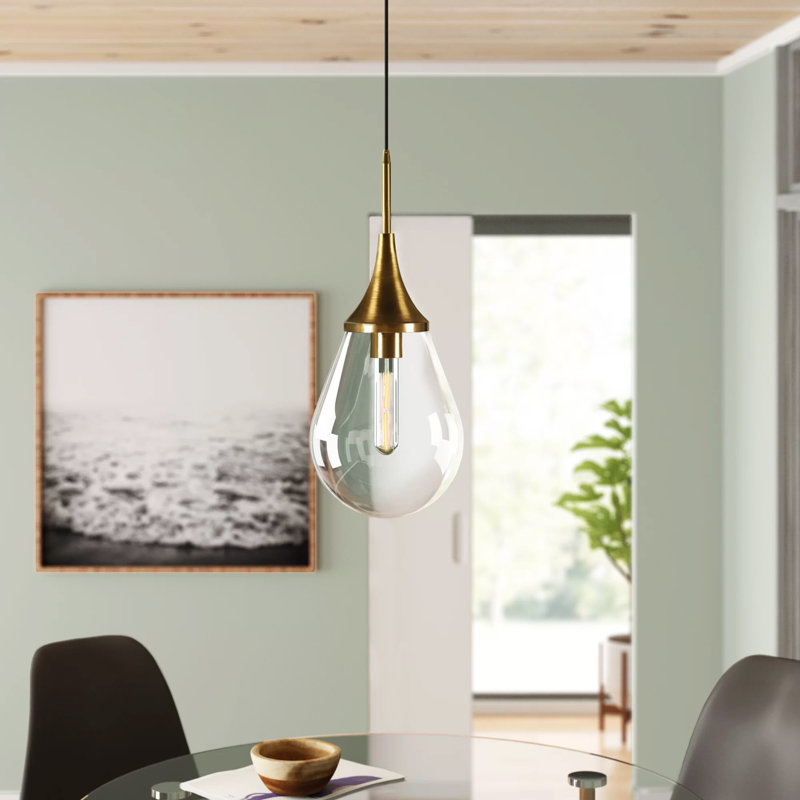 Hoye 1 - Light Single Pendant, Brass, Clear, 19.12"H x 7.63"W x 7.63"D