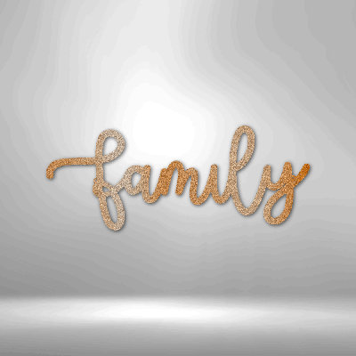 Family Script Steel Sign Laser Cut Powder Coated Home & Office Metal Wall Decor Multiple Sizes & Colors