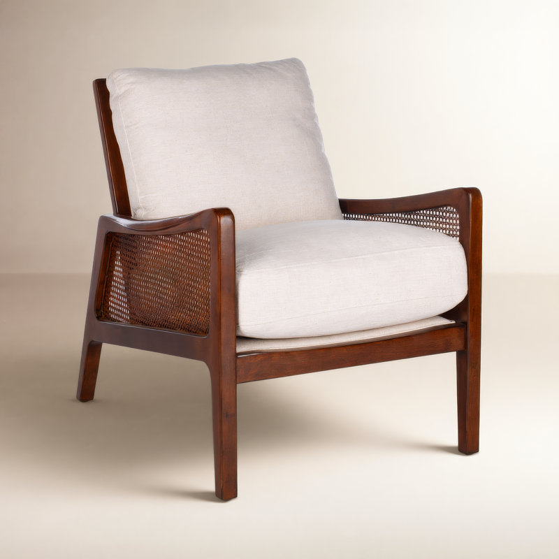 69.85Cm Wide Top Grain Leather Armchair, Walnut