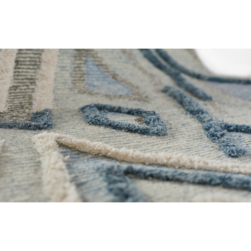 Handmade Moroccan Berber Inspired Blue Wool 5' x 8' Area Rug