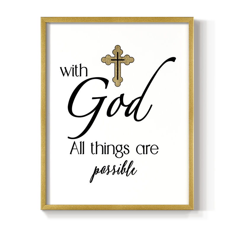 All Things Possible Framed Print - Solid Wood, Gold, 30" H x 24" W