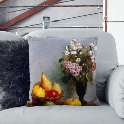 Still Life Fruit With Flowers Vol.5 Square Throw Cushion