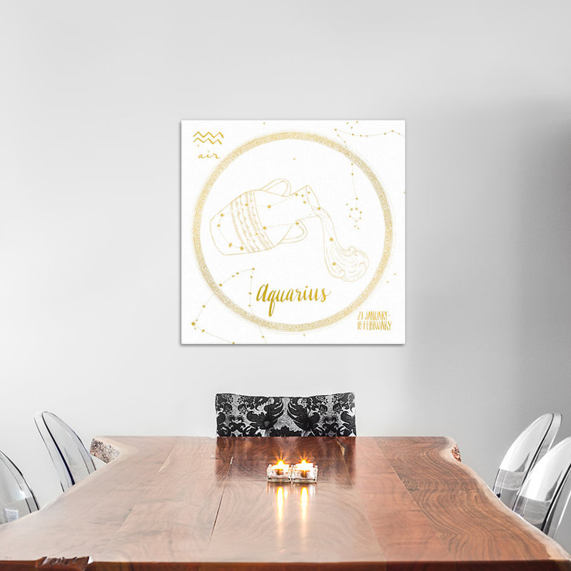 Night Sky Series: Verseau sur toile tendue, H 18 po x l 18 po x P 1,5 po, Pas de tapis, Toile tendue