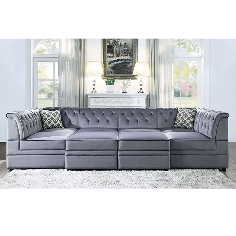 Fauteuil chic sans accoudoirs gris revêtu de velours avec un siège fascinant Charisma
