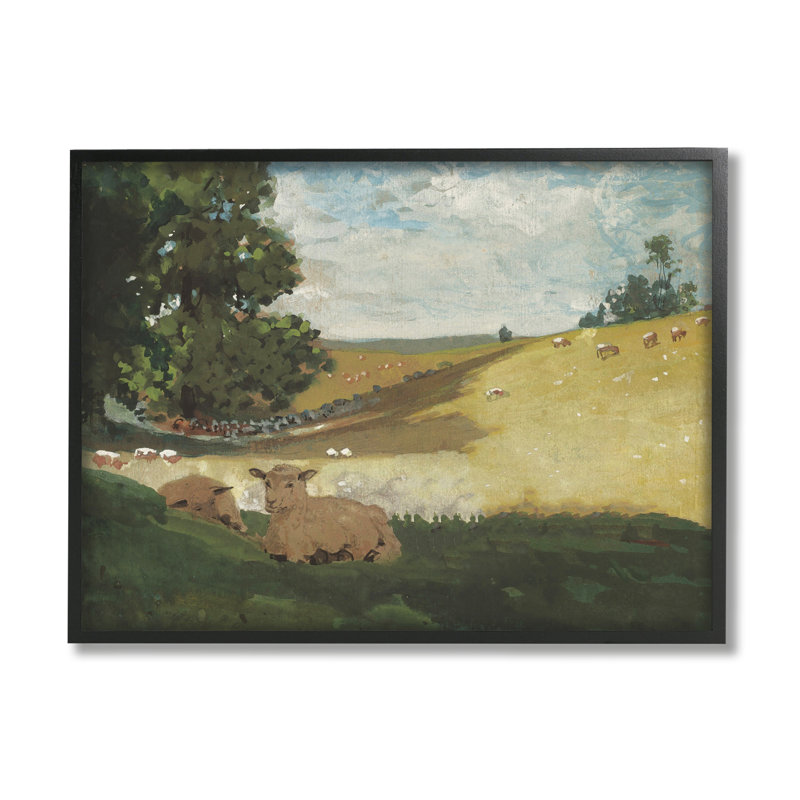 Chaleureux après-midi Winslow Homer Classic - Peinture sur bois avec cadre flottant, Giclée encadrée noir minuit