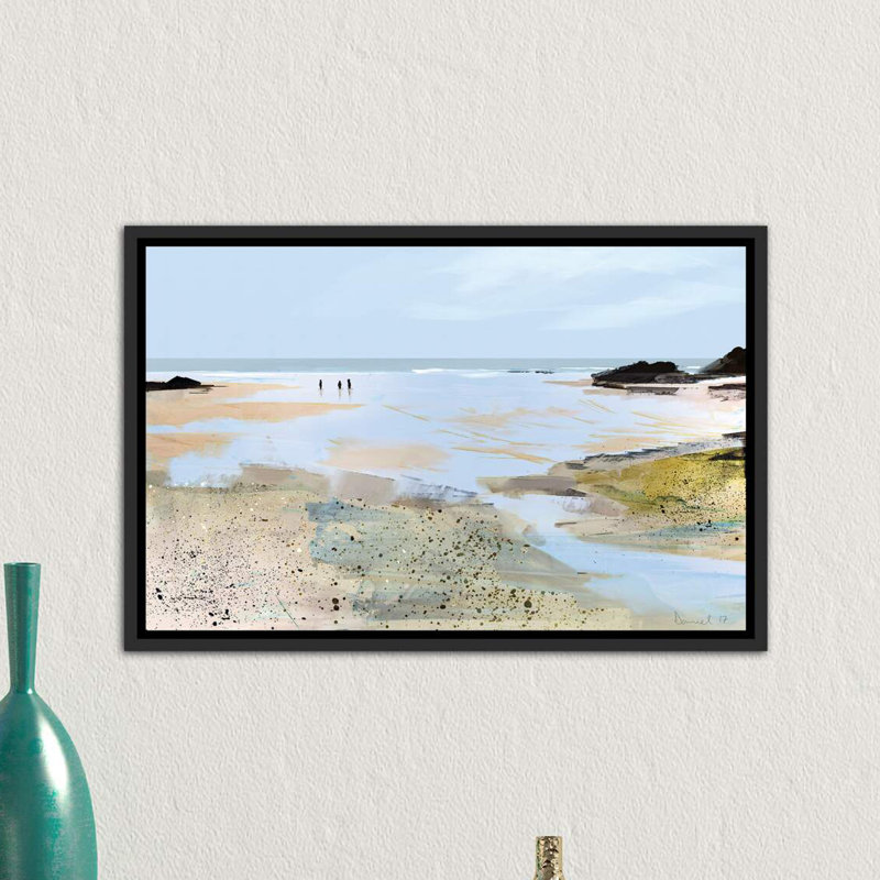 Vue sur la mer, impression d’art graphique, H 40 po x l 60 po x P 1,5 po, Toile avec cadre noir