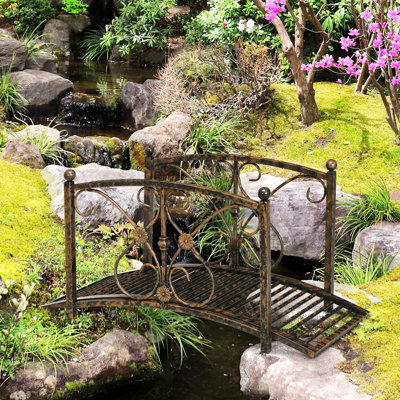 3.3ft Metal Decorative Bridge - For A Beautiful Outdoor Area, Brown Decor To Transform Your Garden,