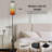  68.5" Standing Floor Lamp Abstract Gradient Stripes Warm Cool Dimmable Metal Pole Lamp with Linen Lampshade LED Bulb Included