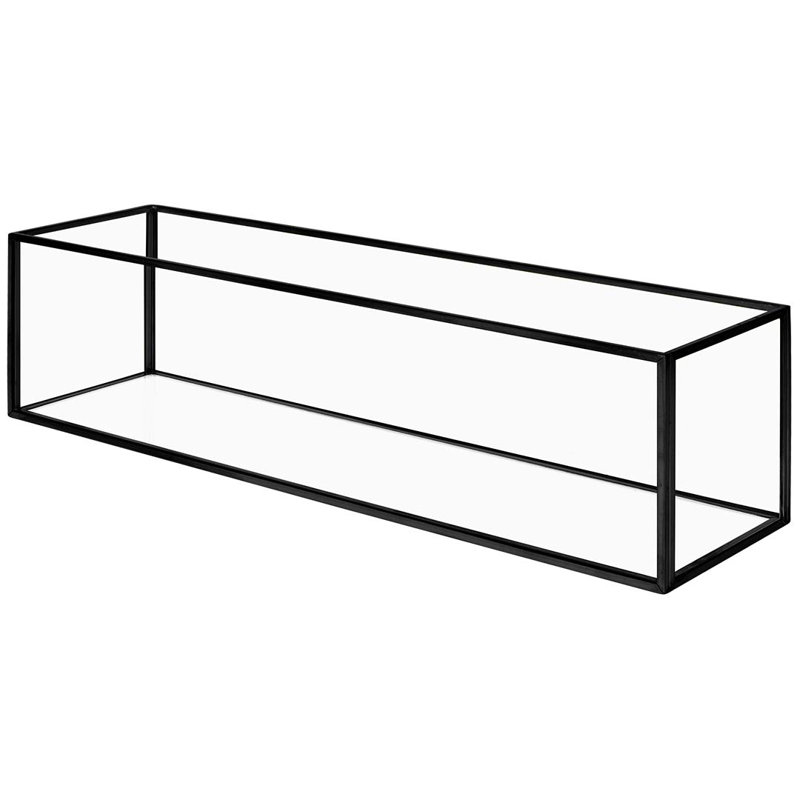 Support pour porte-bougie noir long en verre, 16 pouces