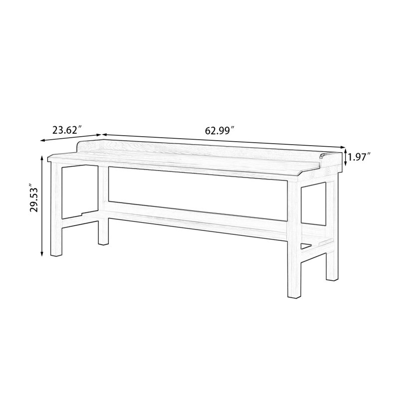 Bureau rectangulaire en bois massif brun noisette, H 31,5 po x l 62,99 po x P 23,62 po
