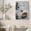 Impression sur toile, bateaux en bois sur la plage de sable avec palmiers-857728519