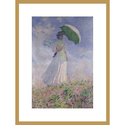 Woman with a Parasol turned to the Right by Claude Monet -Framed Giclee Print