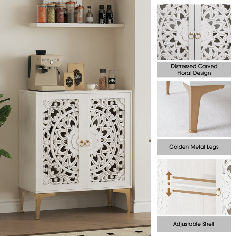 White Accent Chest,Accent Cabinet with Doors,Sideboard Buffet Cabinet for Living Room
