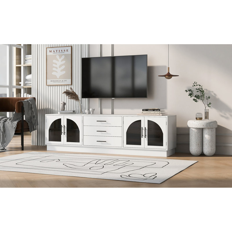 68.9'' Modern Minimalist TV Stand For Tvs Up To 75 Inches, Entertainment Center Media Console Cabinet With Adjustable Shelves For Living Room, TV Stand