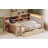 L-shaped Wooden Daybed with Desk and Storage Bookcase, Corner Bed with Upholstered Headboard and Under-bed Drawers and LED Light for for Bedroom Living Room-218898867-218898864