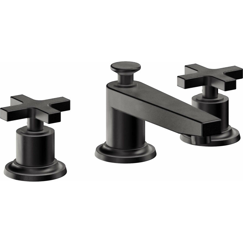 Rincon Bay 8" Widespread Lavatory Faucet with Completely Finished ZeroDrain-4502ZBF, Matte Black, Cross Handle