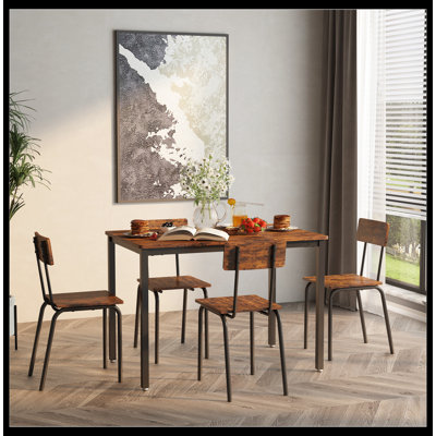 Dining Table Set 5-Piece Dining Chair With Backrest Industrial Style -  17 Stories, 4FED36C83D1D4DACB6E8FF6608E57D90