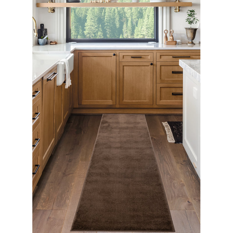 Custom Size Rug Solid Color Dark Beige Schulter Design Medium Pile Slip Resistant, Rectangle 3' x 5'