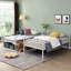 Lit superposé en métal blanc - ajout de chambre à coucher moderne, modèle simple au-dessus du modèle simple, structure en acier pour une durabilité et une stabilité à long terme, espace de sommeil silencieux et silencieux, capacité de charge élevée, coffre-fort-793402063