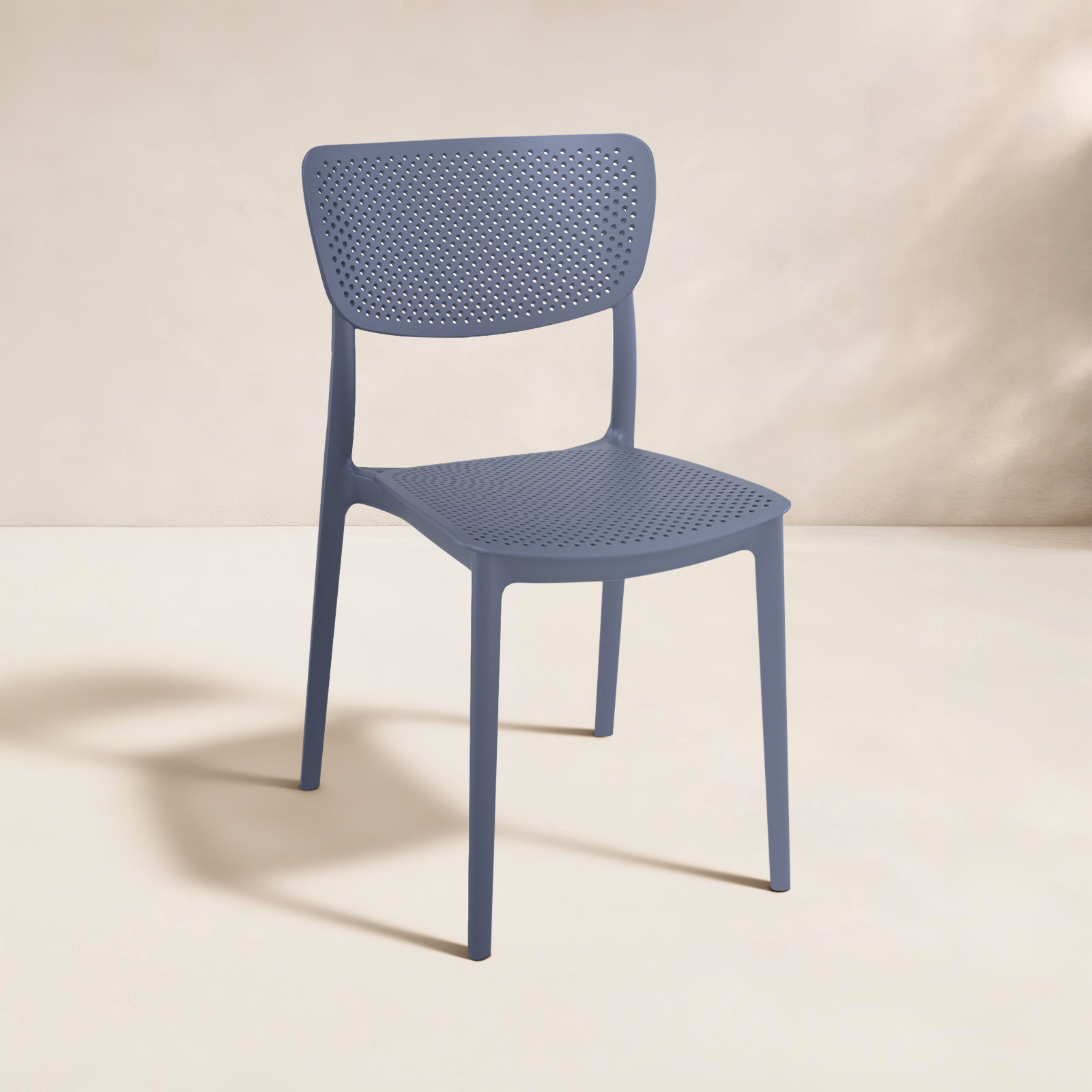 Farrah Stackable Patio Side Chair, Dark Gray
