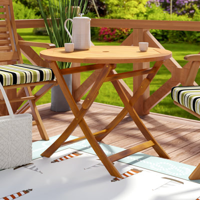 Blaser Round Yellow Balau Outdoor Folding Dining Table
