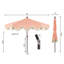 Parasol d'extérieur à frange bohémienne de 9 pi avec manivelle et inclinaison Collins, roseau corail / crème résistant aux rayons UV, mât brun foncé-1412435130-1422570733