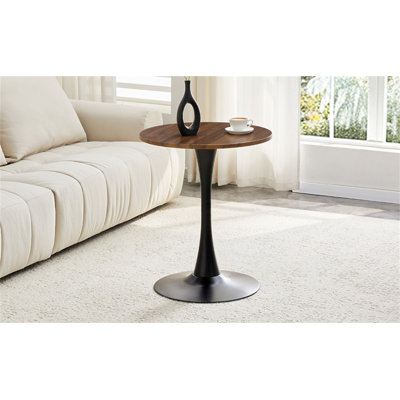 Table de salle à manger ronde, table tulipe circulaire de 23,6 po avec plateau de table épaissi et piédestal en métal, table de bistro moderne Mid-Century pour la cuisine, les petits espaces, le salon et le café
