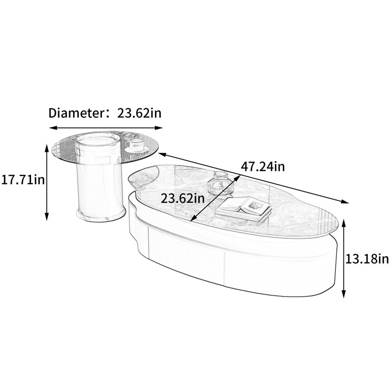 Table basse Italian Luxury, White/Clear
