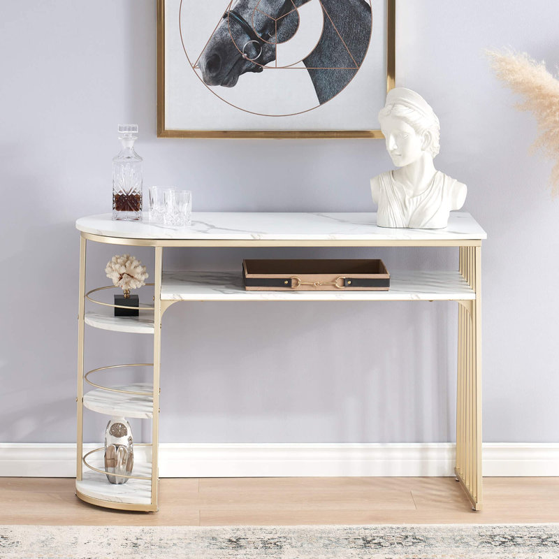 Patrisa 44.8" Modern Console Table  with Storage and Faux Marble Veneer