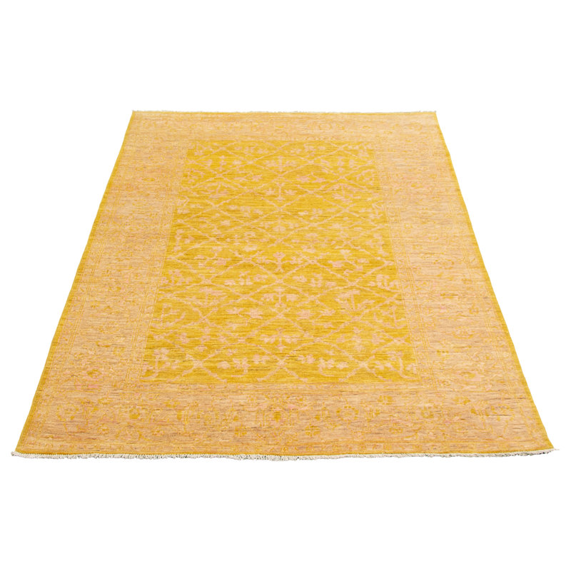 Tapis unique en laine noué à la main Oushak or 18 pi 6 po x 8 pi 6 po New Age
