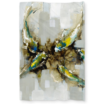 Four Abstract Koi Fishes Duvet Cover | Contemporary Home Decor