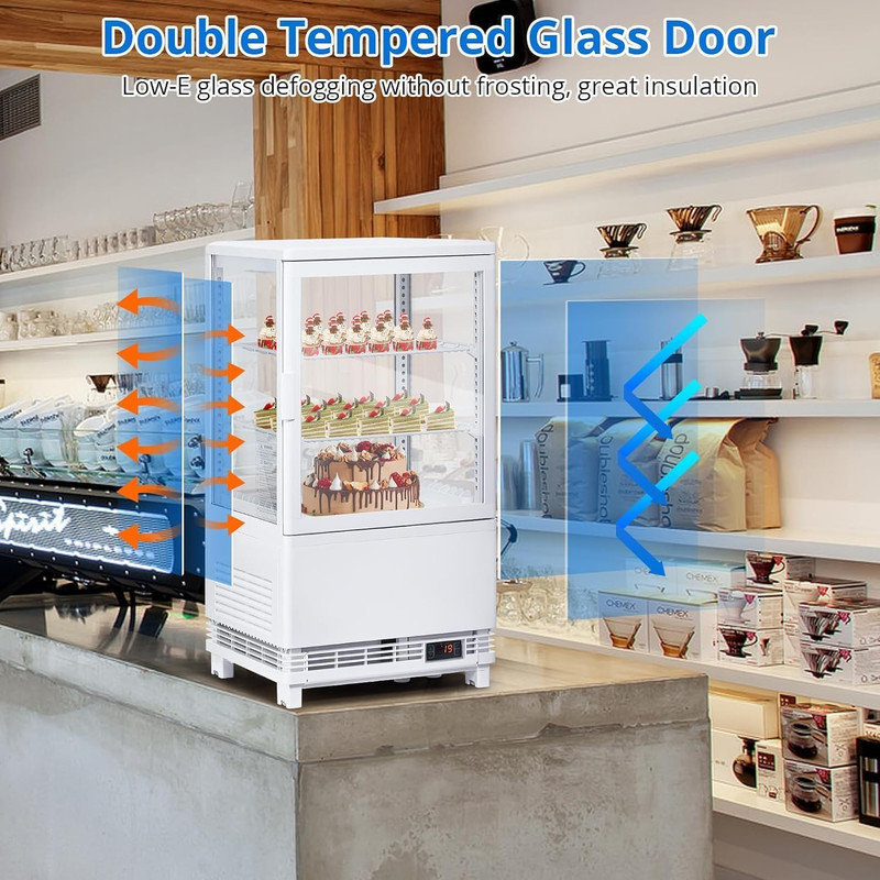 Réfrigérateur de comptoir de 2,0 pieds cubes avec éclairage DEL et porte coulissante
