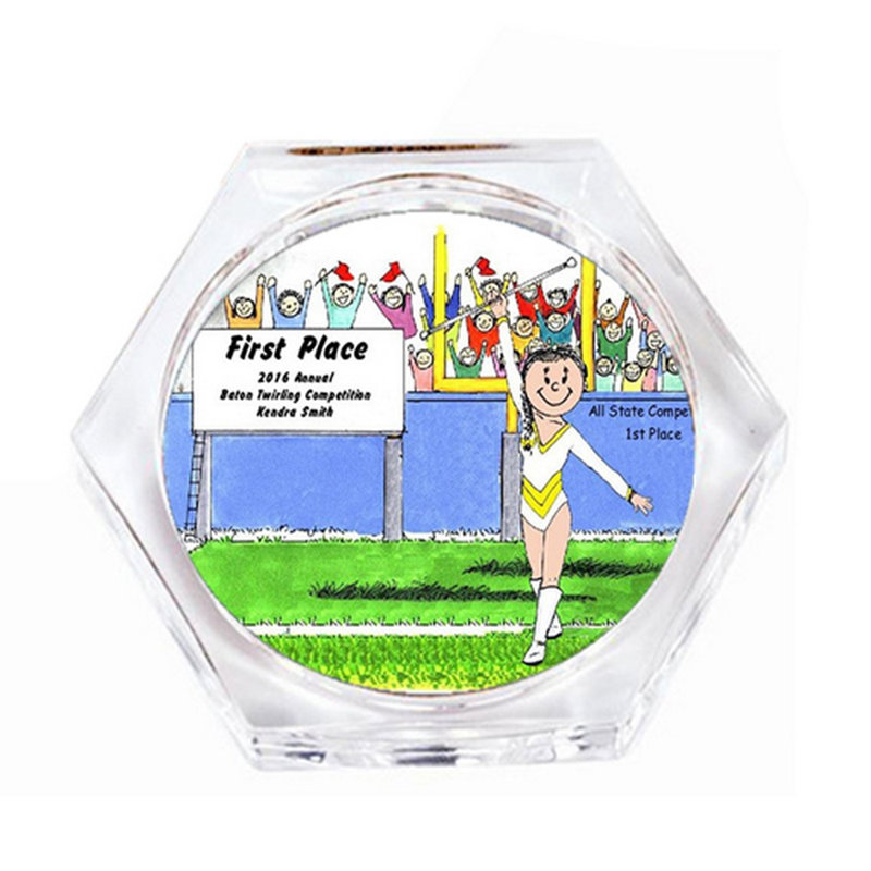 Ensemble-cadeau personnalisé sous-verre Baton Twirler - sous-verre féminin (4 sous-verres), Oui