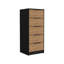 Ensemble de chambre à coucher 2 pièces, armoire + commode 5 tiroirs, noir / chêne clair