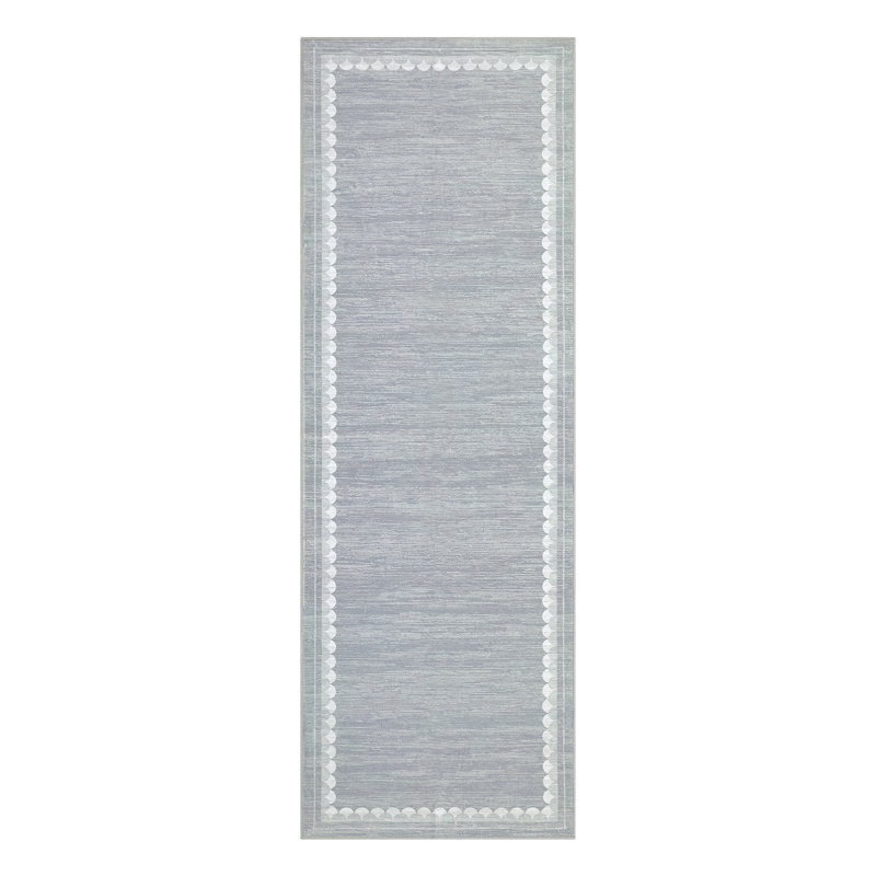 Contemporary Washable Rugs Low Pile Non Slip Soft Stain Resistant Modern Border Carpet Foldable Floor Mats, Runner 2' x 6'