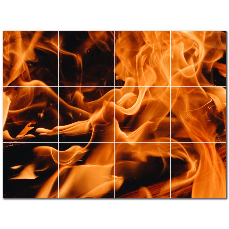 Murale en céramique satinée Fire Photo 4,25 po x 4,25 po