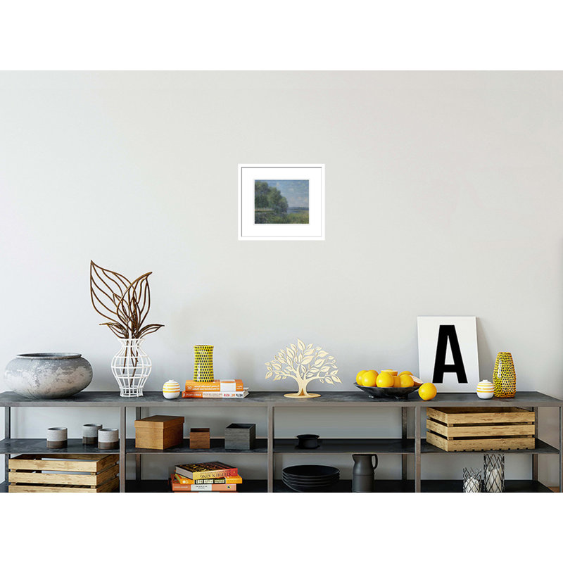 «River View» par Alfred Sisley - impression giclée sur cadre, H 13,75 po x l 15,65 po