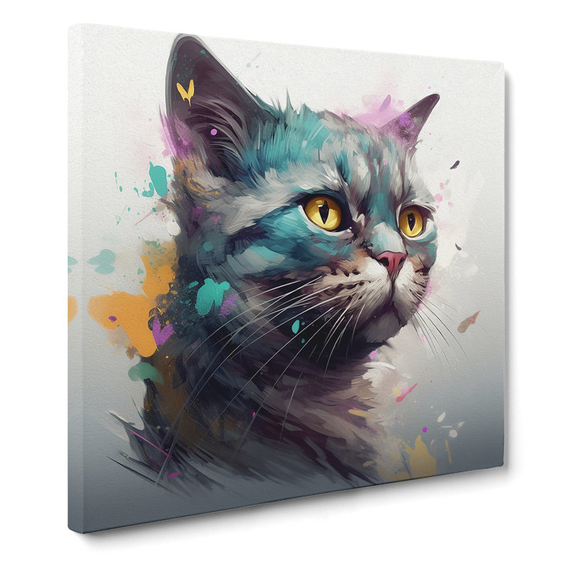 Cat Conceptual Art No.1 - Wrapped Canvas, 50cm H x 50cm W x 3cm D