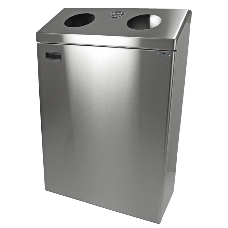 2 bacs de recyclage multi-compartiments 36 gallons, Acier inoxydable