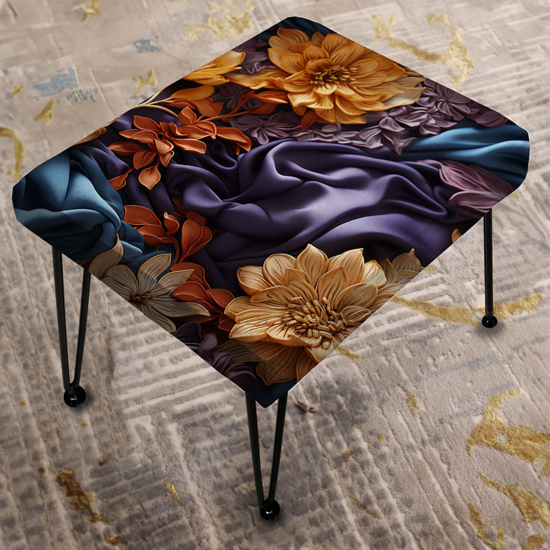 Road Elegance - Repose-pieds rectangulaire chinois à motif floral