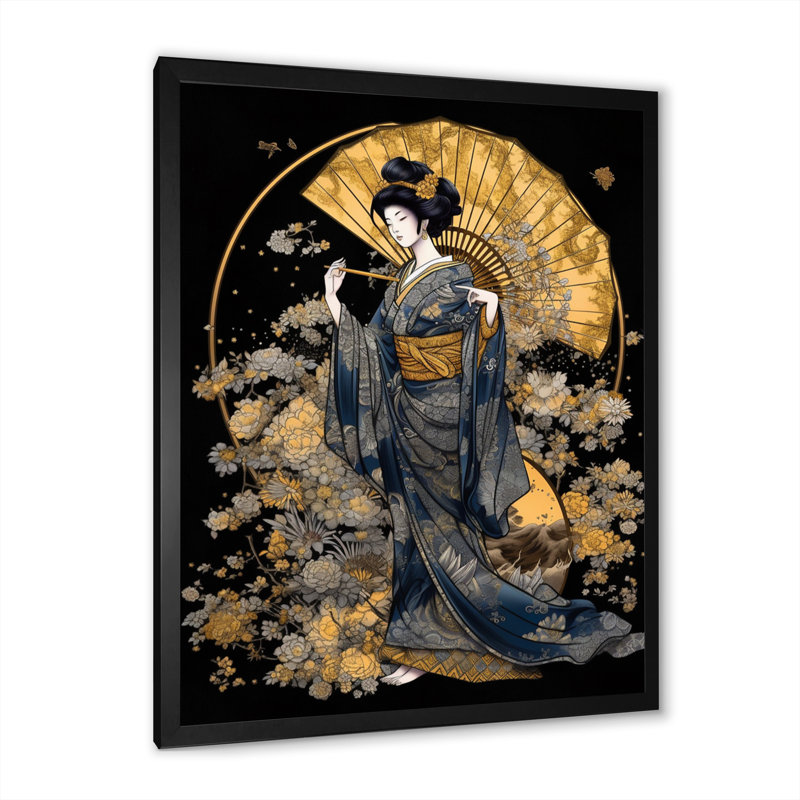 «Elegant Japanese Woman VI - Woman Japon», reproduction sur toile encadrée, Cadre photo noir, H 20 po x l 12 po x P 1 po